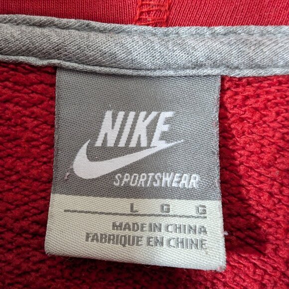 Nike Vintage Y2K Men's Red and White Full-Zip Hoodie - Size L - Picture 4 of 13